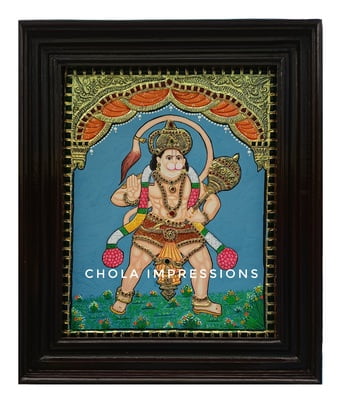 Lord Abhaya Hanuman Tanjore Painting