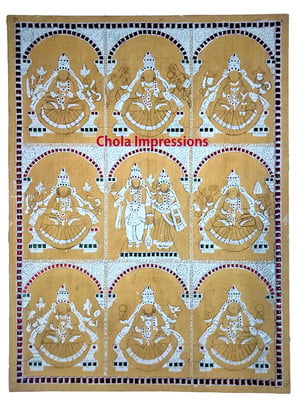 Ashtalakshmi Ready Made Embossed Tanjore Muck board - 24x18 Ashtalakshmi Ready Made Embossed Tanjore Muck board - 24x18