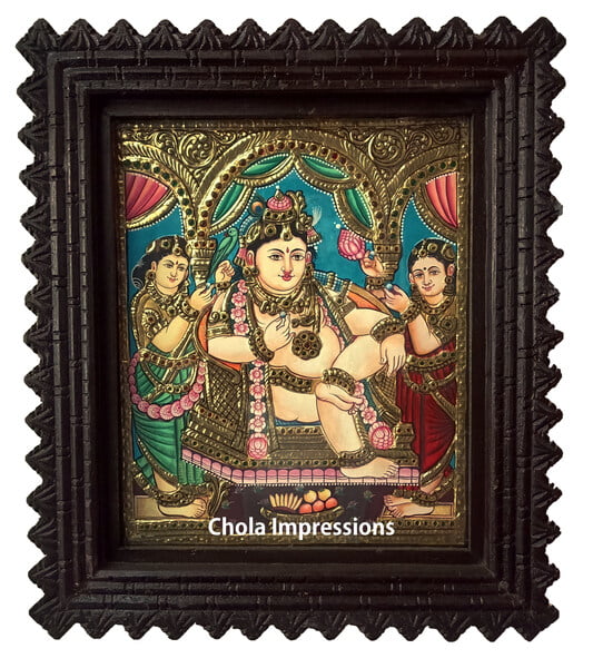 Darbar Krishna Tanjore Painting 15 inch x 13 inch