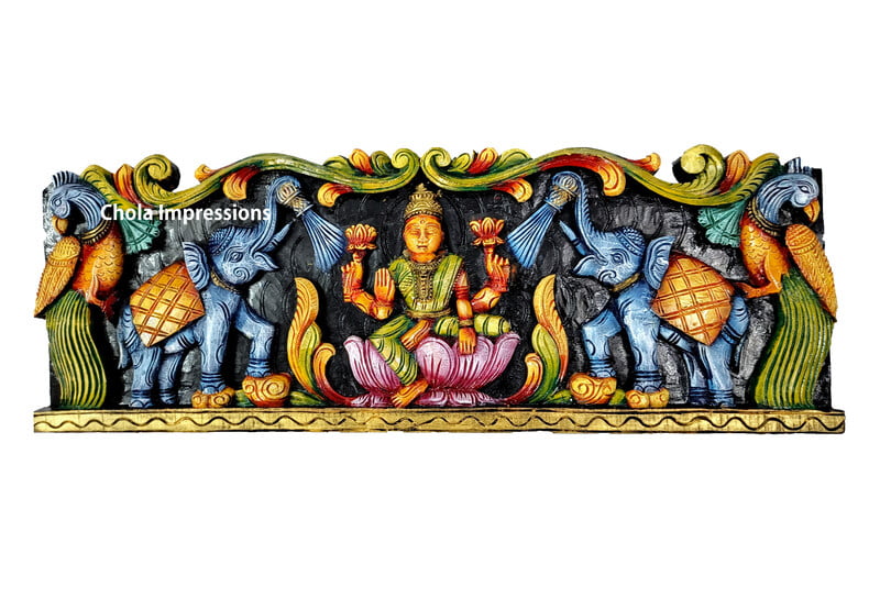 Gaja Lakshmi Wooden Panel - Wall Mount