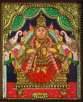 Gaja Lakshmi Tanjore Painting - 1.25 ft x 1 ft