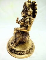 Lakshmi Devi Brass Statue with Chakram - 14 cm x  11 cm