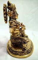 Lakshmi Devi Brass Statue with Chakram - 14 cm x 11 cm Lakshmi Devi Brass Statue with Chakram - 14 cm x 11 cm