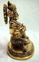 Lakshmi Devi Brass Statue with Chakram - 14 cm x  11 cm