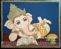 Chola Impressions Ganesh Tanjore Painting 13"x11"