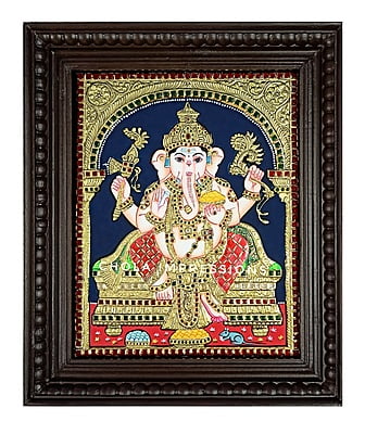 Raja Ganapati Tanjore Painting - Medium to Big Sizes