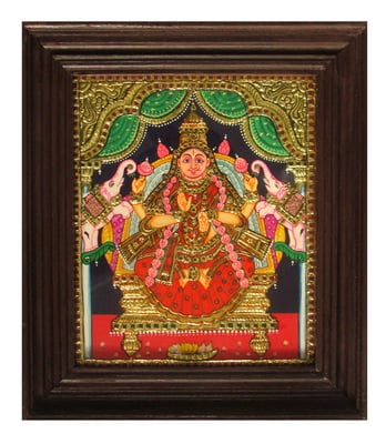 Gaja Lakshmi Tanjore Painting - 1.25 ft x 1 ft