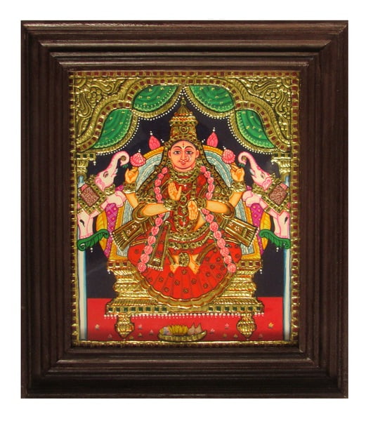 Gaja Lakshmi Tanjore Painting - 1.25 ft x 1 ft