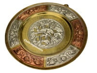 Nataraja Tanjore Metal shield - 7 inch - Made of Silver, Brass & Copper
