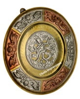 Nataraja Tanjore Metal shield - 7 inch - Made of Silver, Brass & Copper