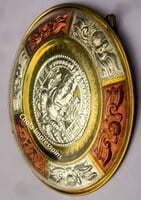 Ganesh Tanjore Metal Art plate/ shield Wall Hanging - Made of Silver, Brass & Copper