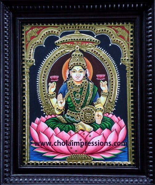 Lakshmi Devi Tanjore Painting - 1.5 ft x 1.25 ft - Chola Impressions Exclusive Collection Lakshmi Devi Tanjore Painting - 1.5 ft x 1.25 ft - Chola Impressions Exclusive Collection