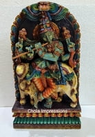Lord Krishna Wooden Statue with Cow - Antique Finish Lord Krishna Wooden Statue with Cow - Antique Finish
