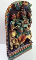 Lord Krishna Wooden Statue with Cow - Antique Finish Lord Krishna Wooden Statue with Cow - Antique Finish