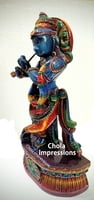 Lord Krishna Wooden Statue - Glossy Coloured Lord Krishna Wooden Statue - Glossy Coloured