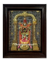 Super Embossed Statue-like Kalyana Balaji Pada Lakshmi Tanjore Painting - with American Diamonds Super Embossed Statue-like Kalyana Balaji Pada Lakshmi Tanjore Painting - with American Diamonds
