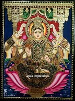 Lakshmi Devi on Lotus Tanjore Painting - 2 ft x 1.5 ft