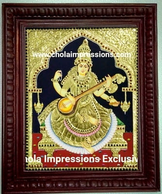 Saraswati Tanjore Painting - Exclusive Collection