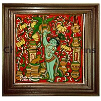 Butter Krishna Kerala Mural Tanjore Painting