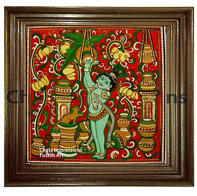 Butter Krishna Kerala Mural Tanjore Painting