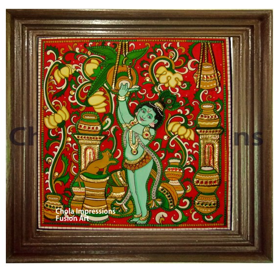 Butter Krishna Kerala Mural Tanjore Painting Butter Krishna Kerala Mural Tanjore Painting
