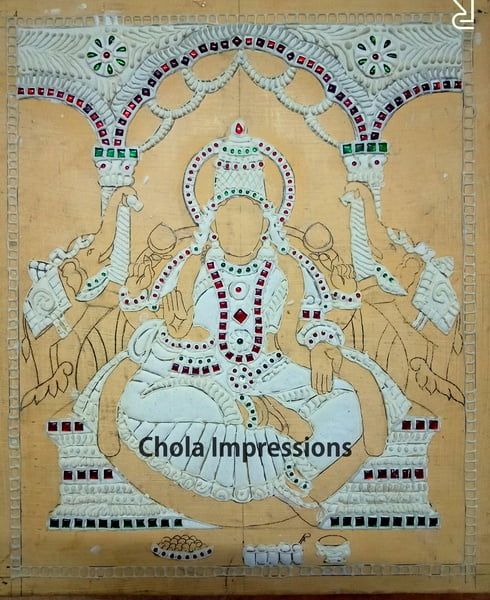 Lakshmi Devi Ready made Embossed Tanjore Muck Board Lakshmi Devi Ready made Embossed Tanjore Muck Board