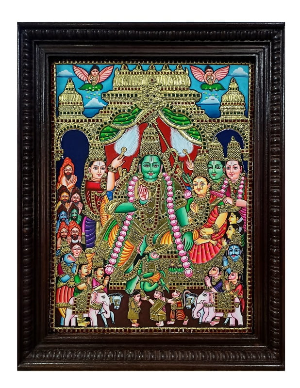 Ramar Pattabishegam (Ram Darbar) Tanjore Painting