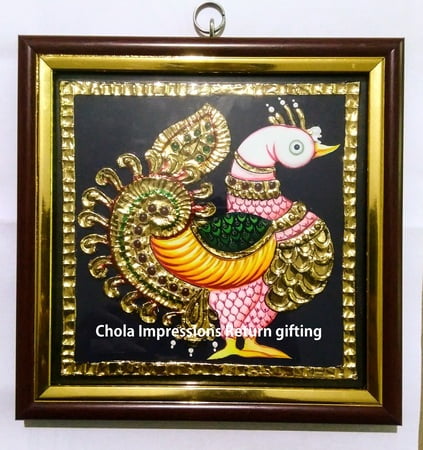 Royal Swan Tanjore Miniature Painting - 5x5 inches
