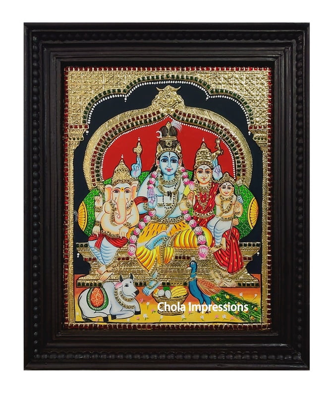 Shiva Family Tanjore Painting - Exclusive collection