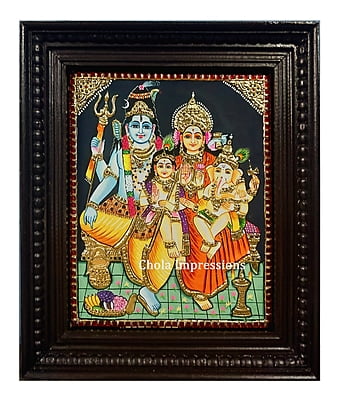 Shiva Family Tanjore Painting - Bold Portrayal