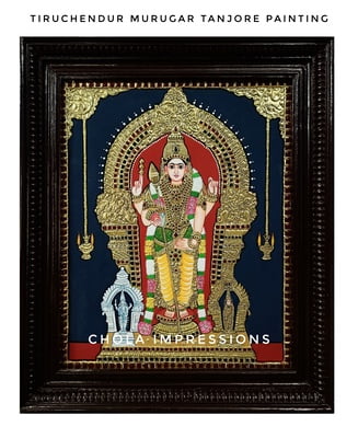 Murugan Valli Deivanai Tanjore Painting - 15x12