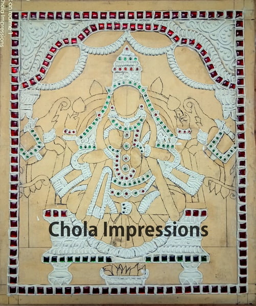 Gaja Lakshmi Ready made Embossed Tanjore Muck Board Gaja Lakshmi Ready made Embossed Tanjore Muck Board