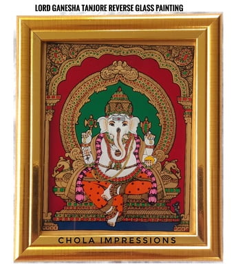 Lord Ganesh Reverse Glass Painting