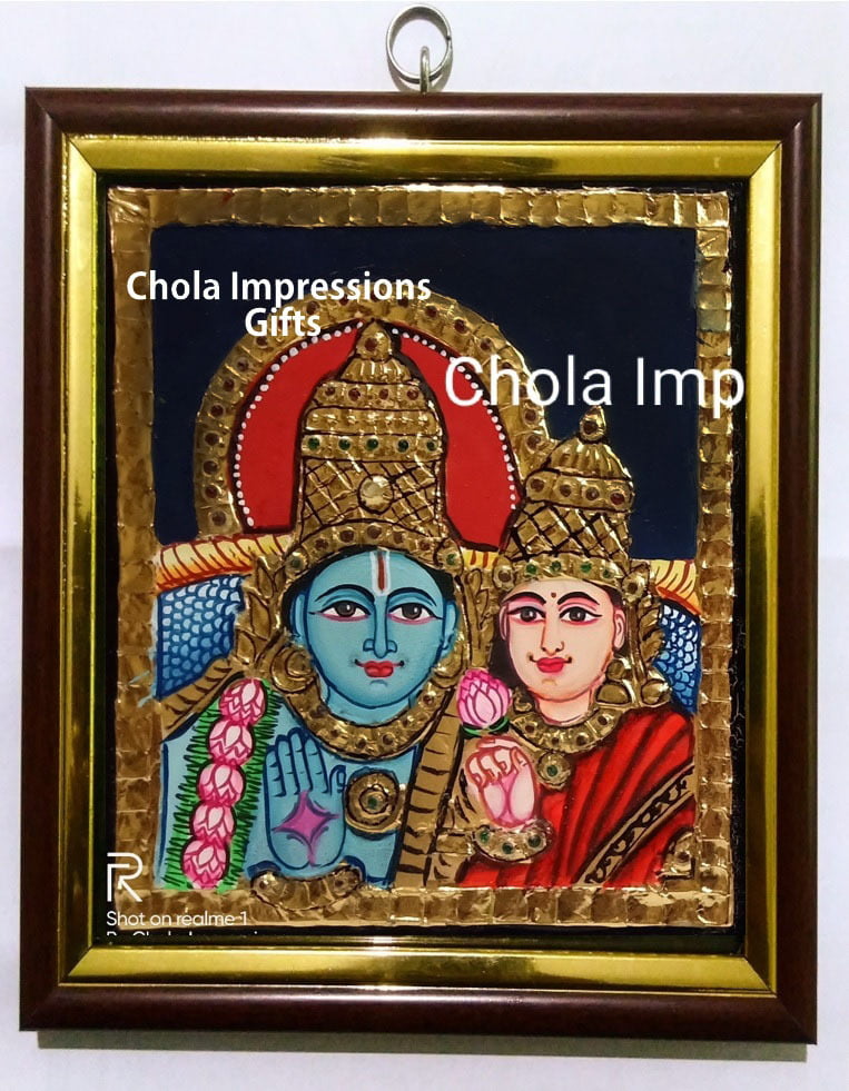 Vishnu Lakshmi Tanjore Painting for Gifting Vishnu Lakshmi Tanjore Painting for Gifting