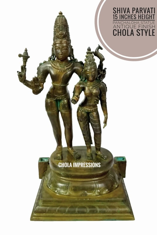 Shiva Parvati Panchaloha Idol in Antique Finish Shiva Parvati Panchaloha Idol in Antique Finish