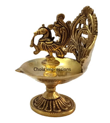 Raja Hamsa (Swan) Brass oil Lamp - 6 inches
