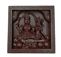 Shiva Parvati on Kailasa - Dark Brown Wooden Wall Mount - 1ft Shiva Parvati on Kailasa - Dark Brown Wooden Wall Mount - 1ft