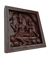 Shiva Parvati on Kailasa - Dark Brown Wooden Wall Mount - 1ft Shiva Parvati on Kailasa - Dark Brown Wooden Wall Mount - 1ft