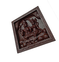 Shiva Parvati on Kailasa - Dark Brown Wooden Wall Mount - 1ft