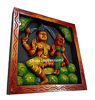 Shiva Parvati on Kailasa - Multi colour Wooden Wall Mount - 1ft