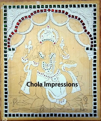 Lord Ganesha Ready made Embossed Tanjore Muck Board