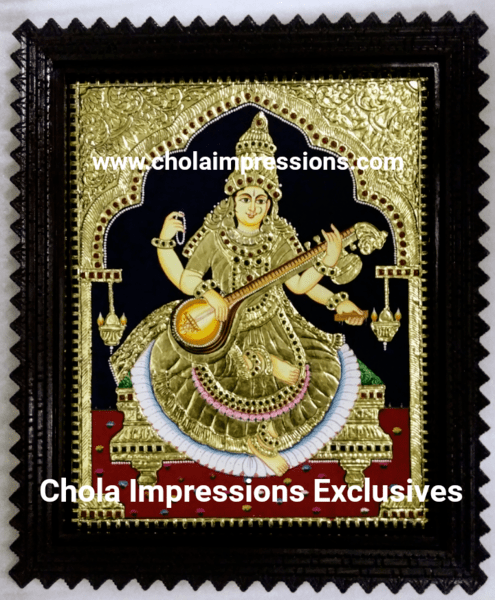 Saraswati Tanjore Painting - Exclusive Collection Saraswati Tanjore Painting - Exclusive Collection